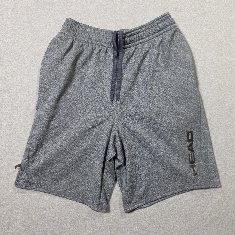HEAD Shorts Mens Small Gray Jersey Athletic Tennis Gym Drawstring Pockets Lounge